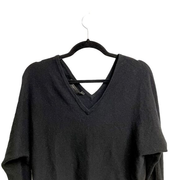 BCBGMAXAZRIA Wool Cashmere Double V-Neck Dolman Sleeve Cropped Sweater Black XXS - Picture 4 of 9